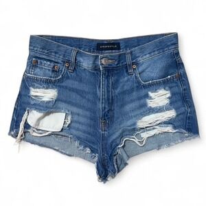 Aeropostale Denim Shorts Size 6R Cut Off Booty Mini High Rise Vintage Shorty